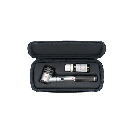 Dermatoskop HEINE mini 3000 LED, schwarz, Kontaktscheibe mit Skala, Reißverschlussetui